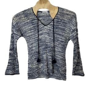 See‎ by Chloé Women’s Zig Zag V-Neck Knit Blouse Size L Tassels Bell Sleeves